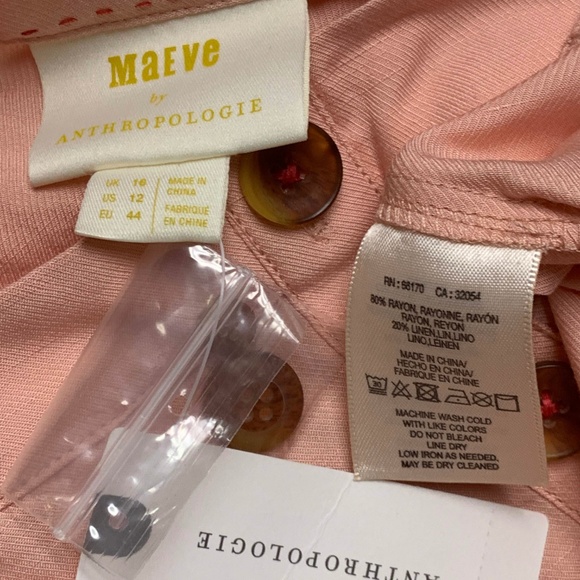 Anthropologie Maeve Alanis Belted Peach Blouse 12 - Picture 7 of 8